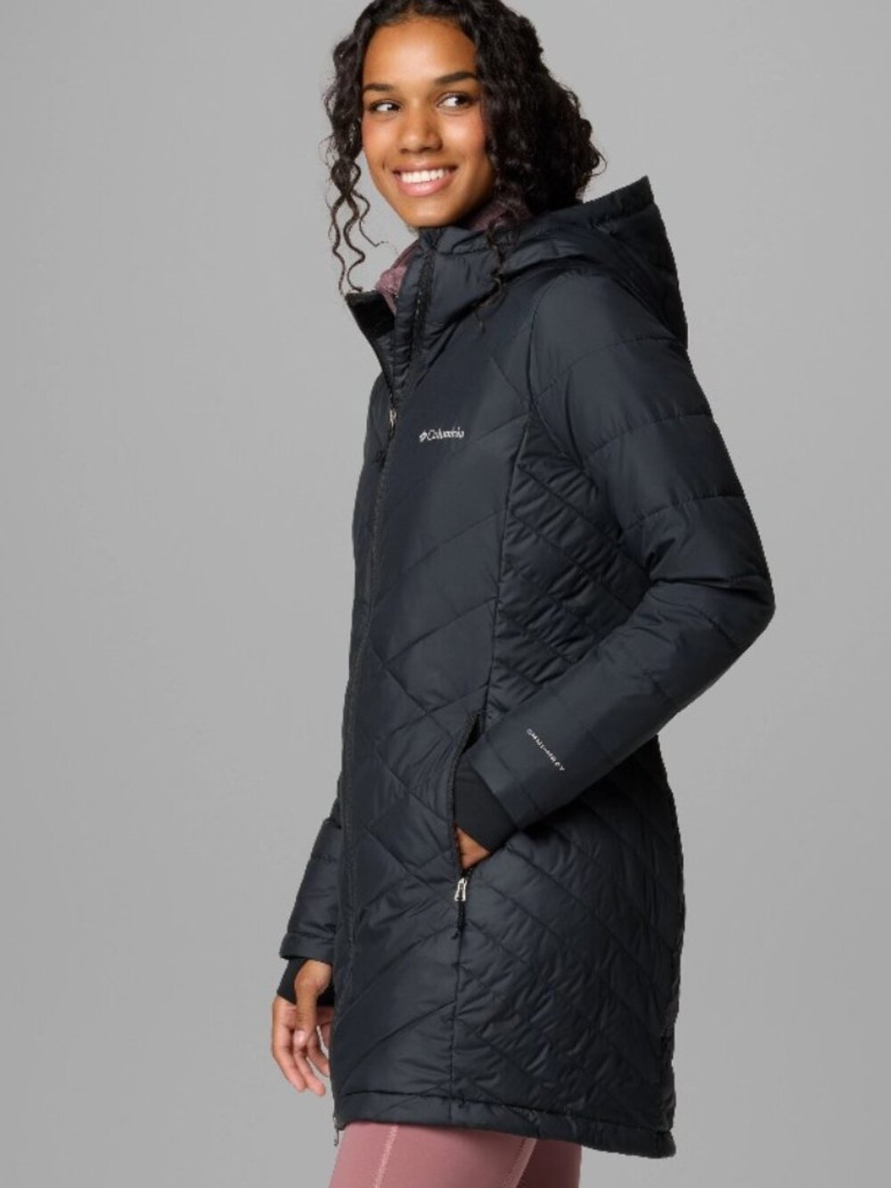Columbia Women's Omni-Heat Black Hooded Light Puffer Coat-XS